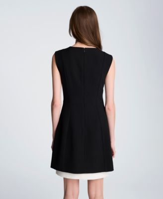 Women's Color Blocked Hem Boat Neck Dress