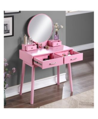 Liannon Contemporary Wood Vanity and Stool Set