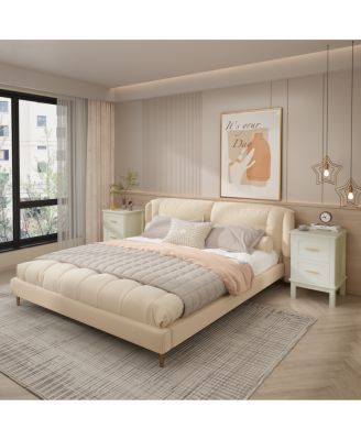  Modern 2-Drawer Nightstand with Gold Handles