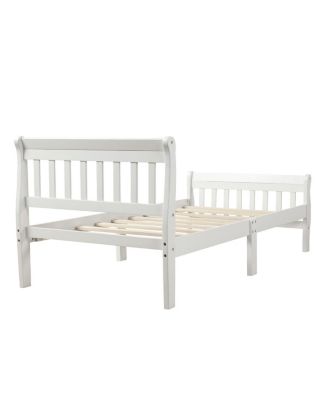 Wood Platform Bed Twin Sleigh Bed Frame with Headboard/Footboard