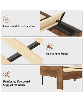 Queen Bed Frame with Storage, LED, Charging Station