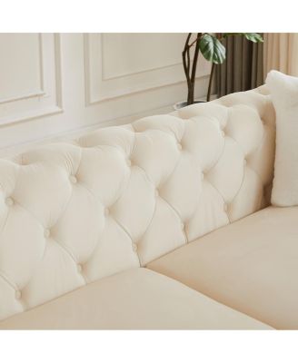 Streamdale Modern Luxury Velvet Sofa with Chesterfield Quilted Accents & Pillows