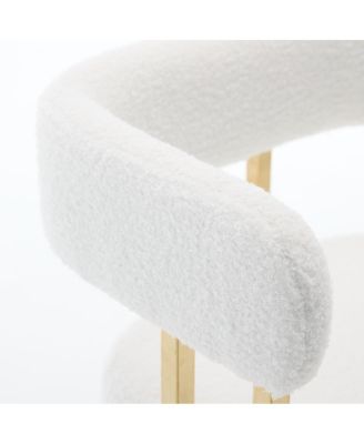 Modern decorative chair with gold metal legs, Teddy fleece upholstered sofa 2PC White