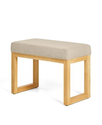 Shoe-changing bench with wooden frame and cushioned seat - Brown