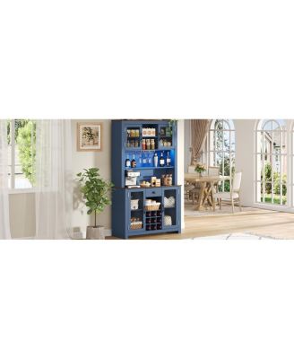 70.9" Navy Blue Kitchen Pantry Storage Cabinet with Doors & Shelves