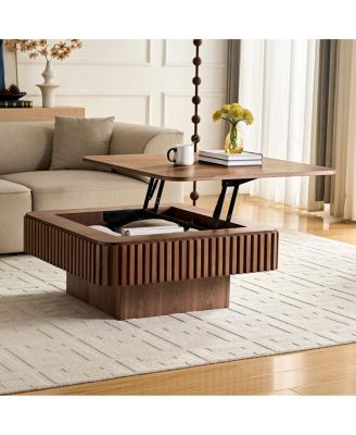 Modern Handcraft Drum Coffee Table with Hidden Storage