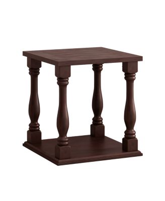 Antique Coffee Side Table with Rubbed Gris Finish 23.5 x 23.5 x 25.25 in