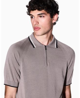 Men's Short Sleeve Zip Polo with Tipping Sweater