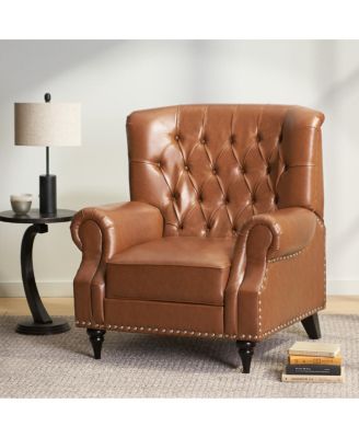 Classic Style Light Brown PU Push Back Chair