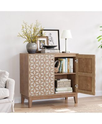 31.5-inch geometric sideboard with 2 doors and adjustable shelves.