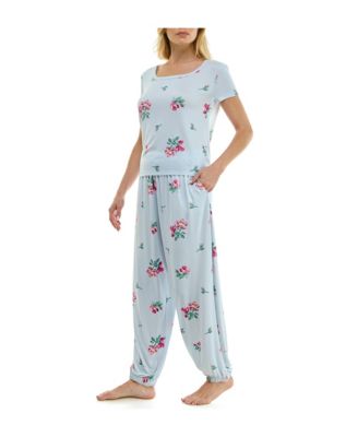 Women's Short-Sleeve T-Shirt & Balloon Pants, 2-Piece Pajama Set