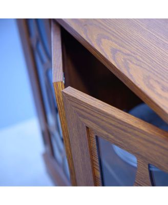 Sideboard with 3 Glass Doors, Adjustable Shelf, Dark Oak Laminate