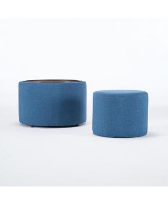 Ball & Cast Nesting Storage Ottomans (2), Linen Upholstered