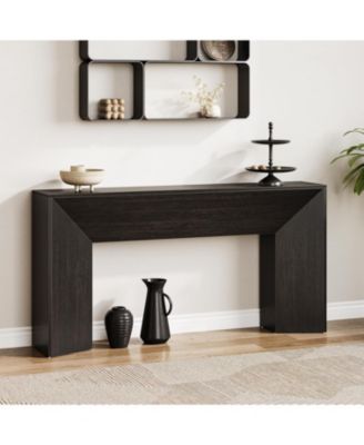Console Table for Entryway, 63 Inches Extra Long Black Wooden Sofa Table for Living Room, Modern Hallway Foyer Table