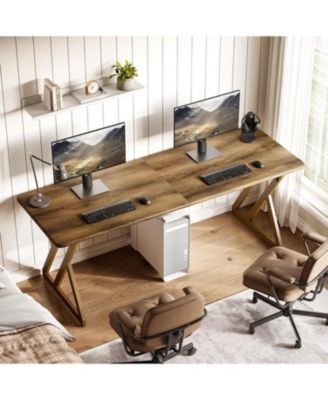 78.7" Long 2 Person Desk, Double Office Desk with Metal Frame, Large Work Table for Home Office, Writing & Gaming