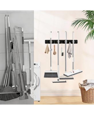 4-Holder Wall Mounted Mop & Broom Holder with Anti-Slip Rubber