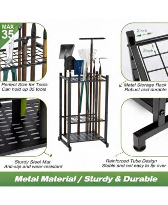 Garden Tool Rack - 35 Slots, Heavy Duty Steel, Easy Assembly, Fits Various Spaces