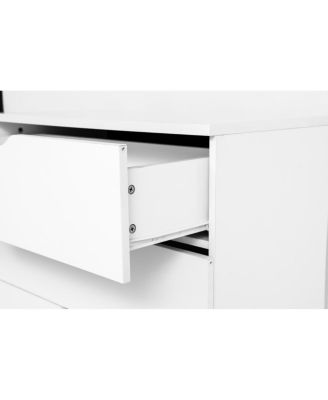 White 5-Drawer Dresser with Wheels – Modern Storage Cabinet