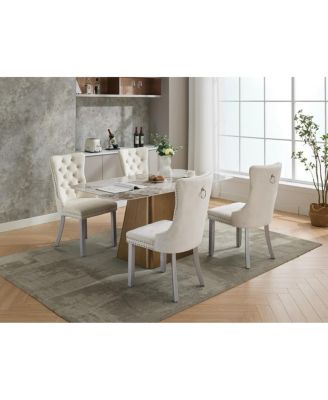 Streamdale Nikki Collection Modern Velvet Dining Chair, Milky White (2-Pcs)
