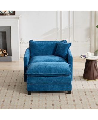 Streamdale Cloud Sofa Ottoman, Modern Sectional Couch for Living Room, Blue Chenille Fabric