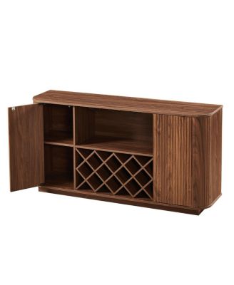 58" Modern Wavy Curve Sideboard - Multifunctional Storage Cabinet with Wine Rack