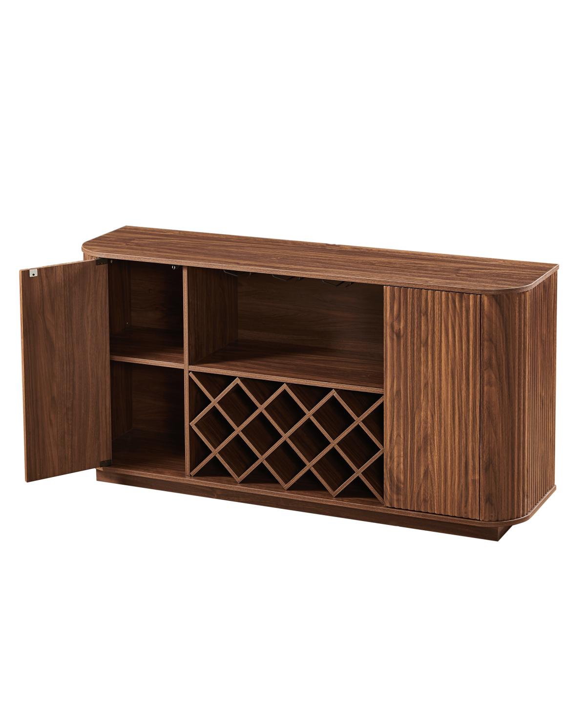 Streamdale Furniture 58" Modern Wavy Curve Sideboard - Multifunctional Storage Cabinet with Wine Rack