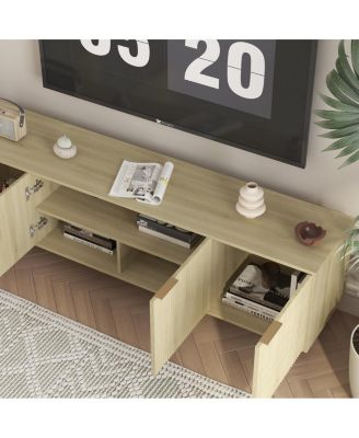 Streamdale Wood Modern TV Stand Fluted 68", Entertainment Center with Storage Doors, Media Cabinet