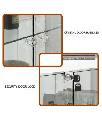 Modern Glass Display Cabinet with Drawer & LED Lights