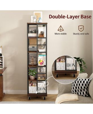 5 Tiers Rotating Bookshelf, 360 Display Wood Spinning Bookshelves