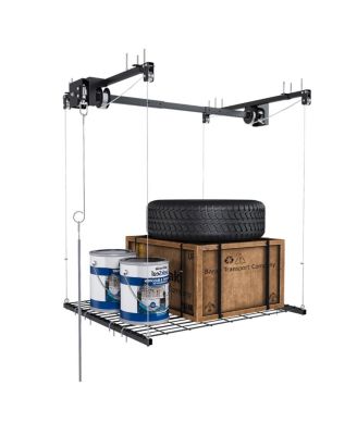 Overhead Garage Storage Rack 4x4 FT, 250LBS Capacity, All-Steel, Safety Lock