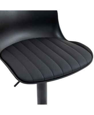 Streamdale Bar Stools Set of 2 - Modern PU Leather Counter Height Swivel Chairs - Black