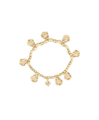 Gold-Tone Beaded Charm Stretch Bracelet
