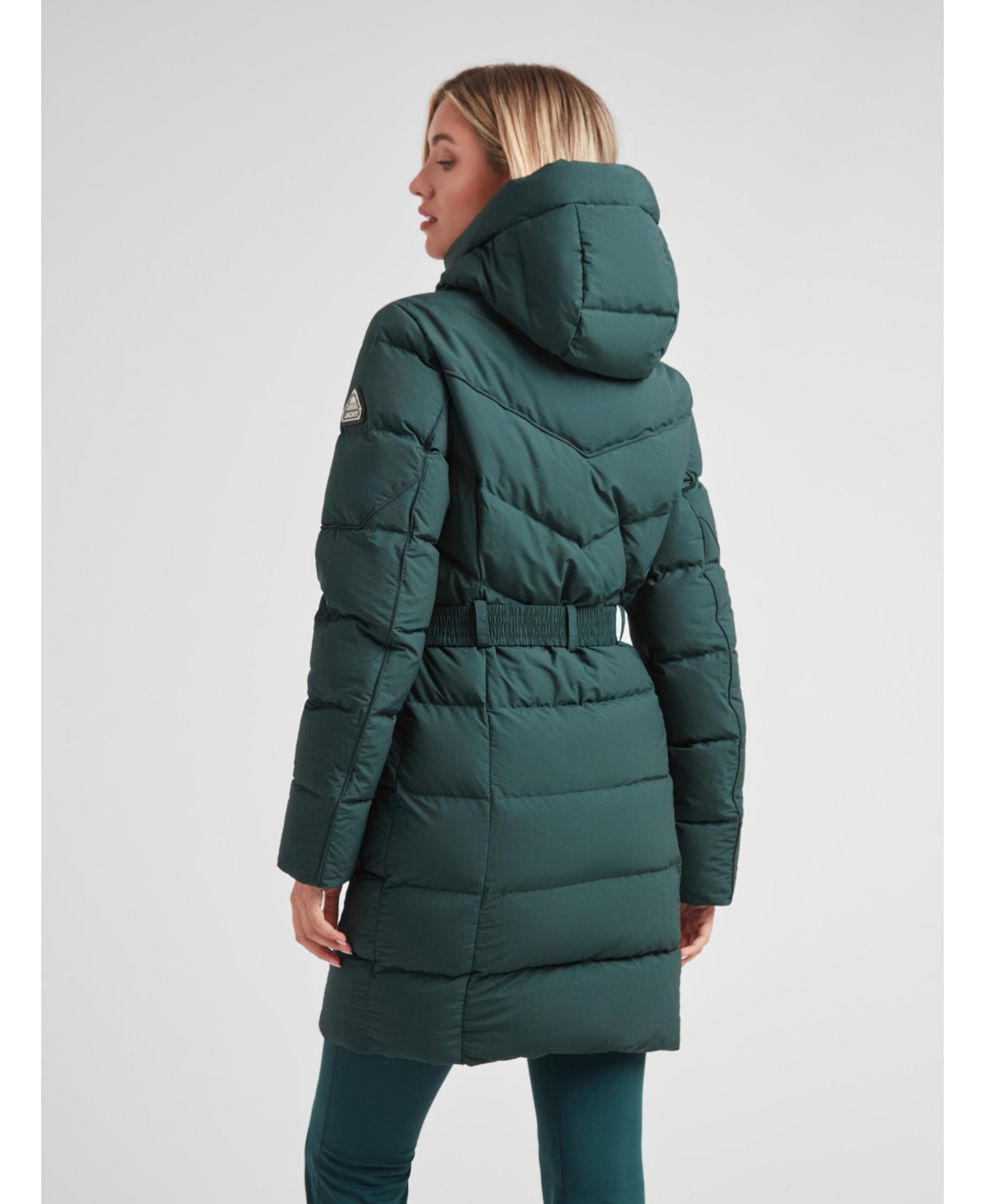 JACK1T Women's Diamond Belted Hooded Down Coat