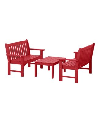 3-Piece HDPE Outdoor Patio Furniture Couch and Coffee Table Set