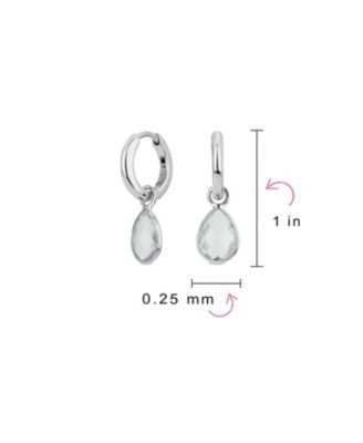 Classic 2 CTW Natural Blue Aquamarine Teardrop Huggie Drop Earrings .925 Sterling Silver