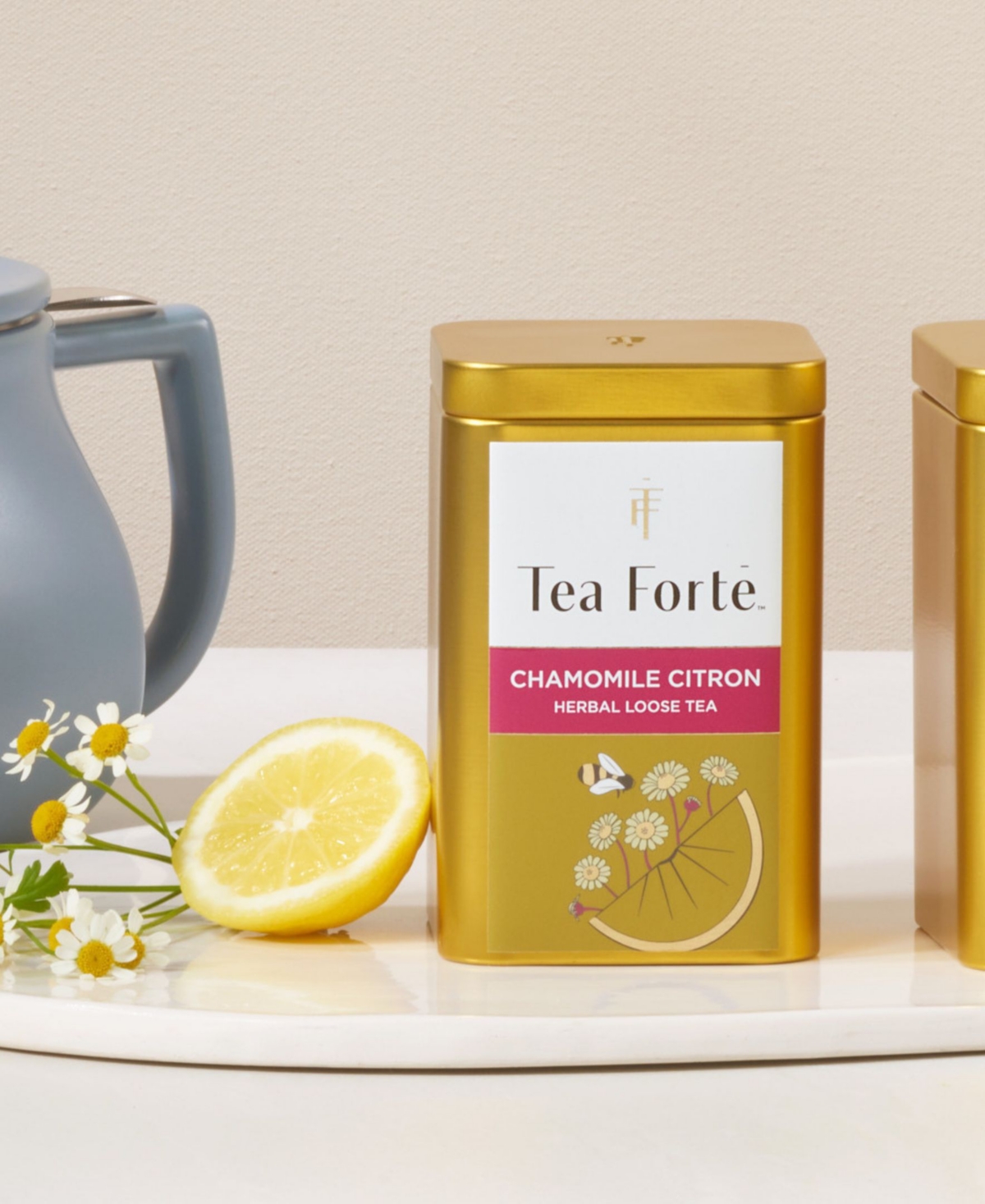 Tea Forte Loose Tea Bundle with 3 Loose Tea Canisters and Stainless Steel Infuser, 4-Pc.