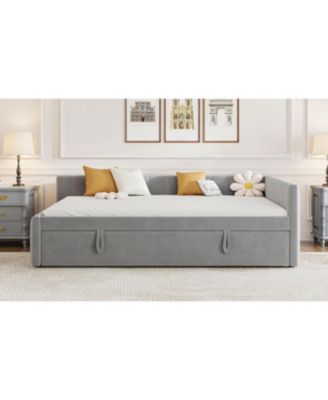 Upholstered L-Shaped Daybed with Twin Trundle