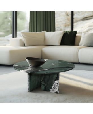 Streamdale Green Marble Coffee Table - Ø27.6" Natural Stone Living Room Table