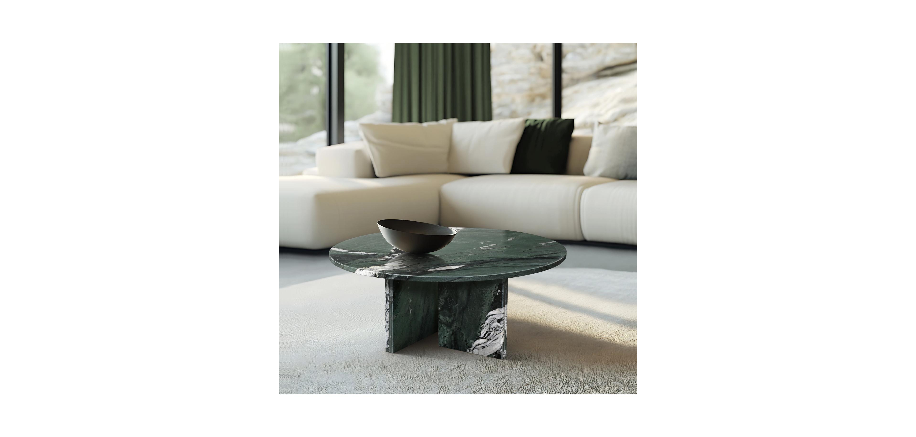Streamdale Green Marble Coffee Table - 27.6'' Natural Stone Living Room Table