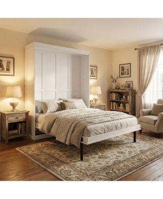 Rotating Queen Murphy Bed with Hidden Storage, Space-Saving Wall Bed for Small Rooms