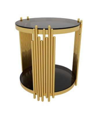 Living Room Table Set: 3-Piece Round Glass & Gold Metal Tables