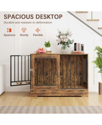 Furniture Style Dog Crate End Table with Dual Doors for Large Dogs