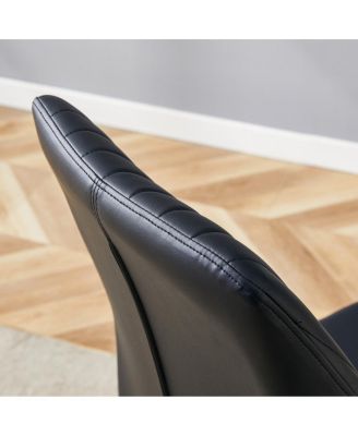 Luxury Simple Chair - Set of 4 Black PU Dining Chairs with Metal Legs