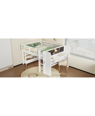 Full Loft Bed with Multi-storage Bookcases, Boxes & Drawers, Desk