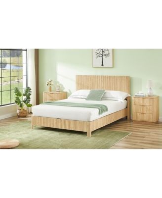 Queen Size Wooden corrugated curved lines, No Box Spring Needed