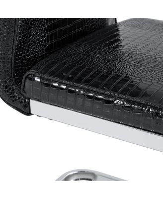 Set of 4 Retro Alligator Upholstered Dining Chairs with Crystal Buckle & Faux Leather