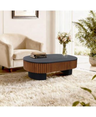 Elliptical coffee table with storage