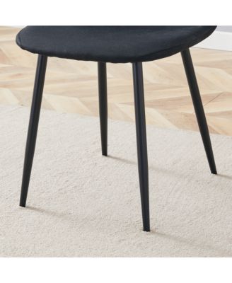 Linen Dining Chairs - Set of 4, Metal Legs