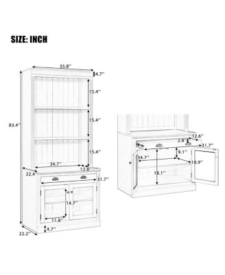 LED Lighting 2-Piece Bookcase Suite with Glass Doors & Drawers