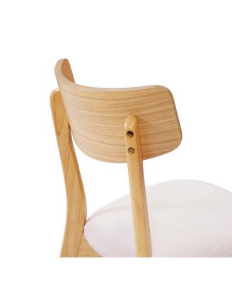  Mid-Century Walnut Upholstered Dining Chairs, Set of 4, Light Beige+Natural